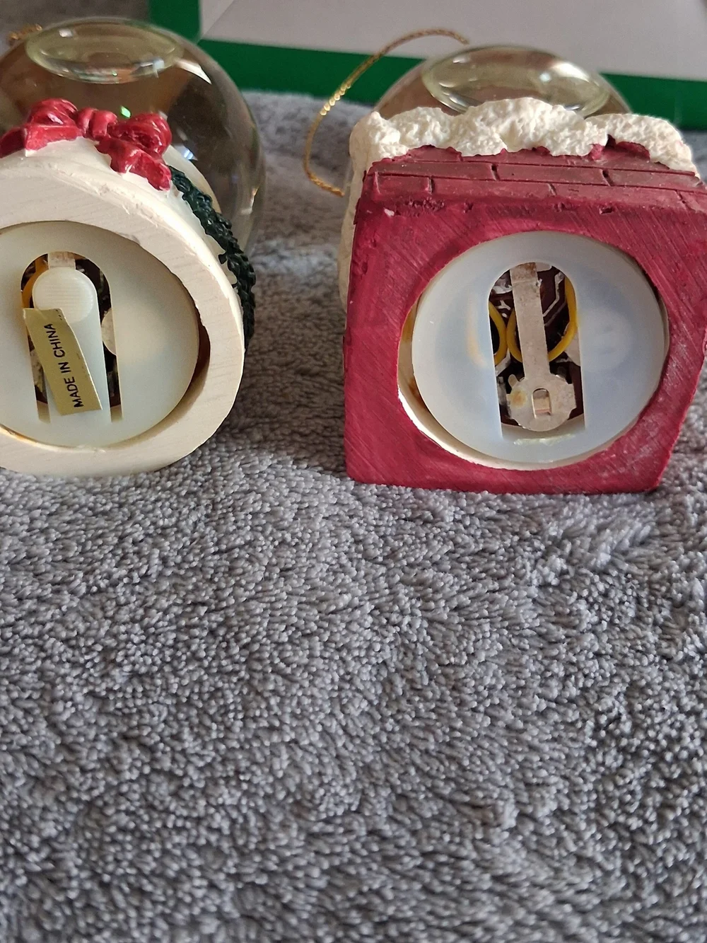 Christmas Santa & Bear Holiday Snow Globe Set - Red and Cream